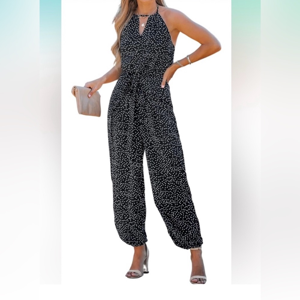 CUPSHE Black polka dot jumpsuit